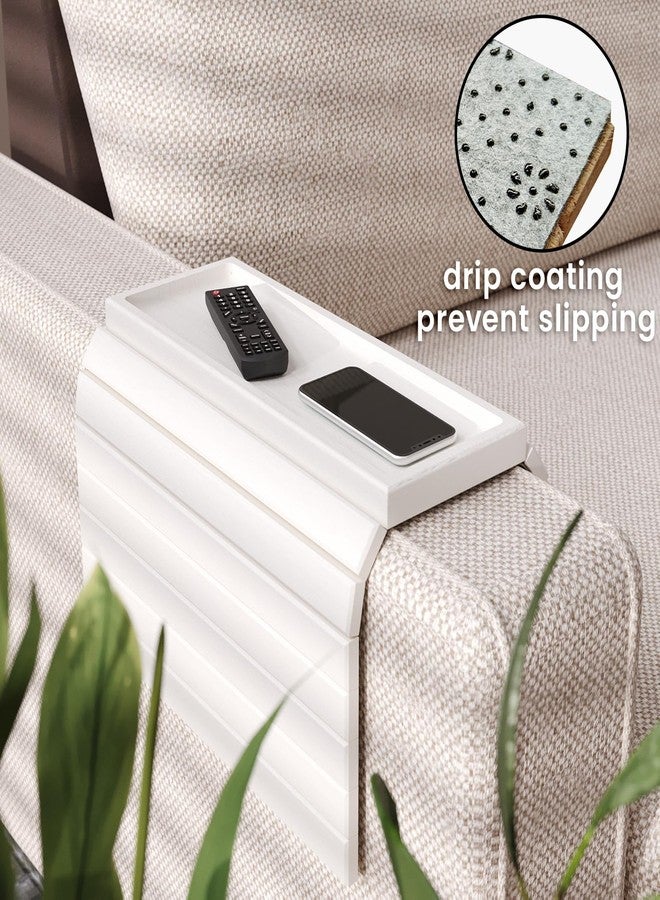 Danfoxer Sofa Arm Tray,Bamboo Folding Couch Arm Tray,Sofa Armrest Trays with Anti-Slip Pad for Drinks,Snacks,Phone,Remote Control（White） - Image 5